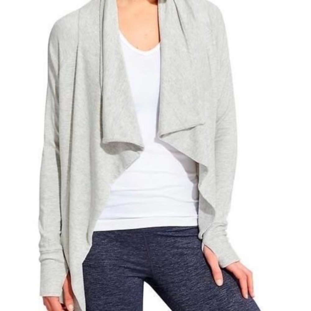 Athleta Studio Wrap Draped Cardigan Light Heather Gray Women’s Small Athleisure